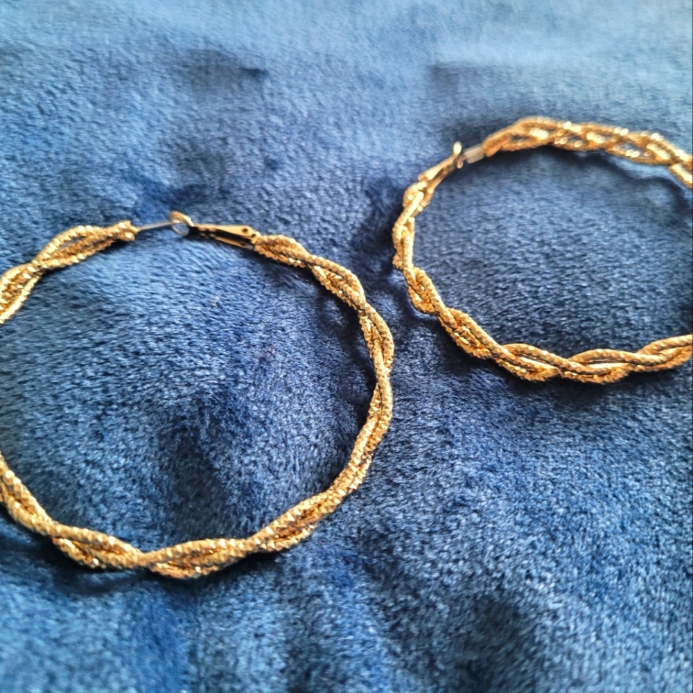 Large Hoop Earrings with Braided detailing